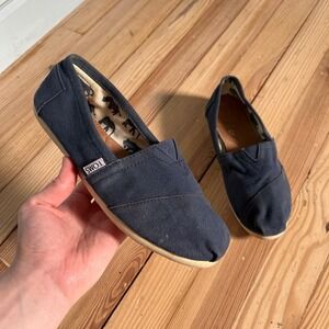 TOMS Navy Blue Canvas Alpargata Slip On Shoes Womens 6.5 Casual espadrille